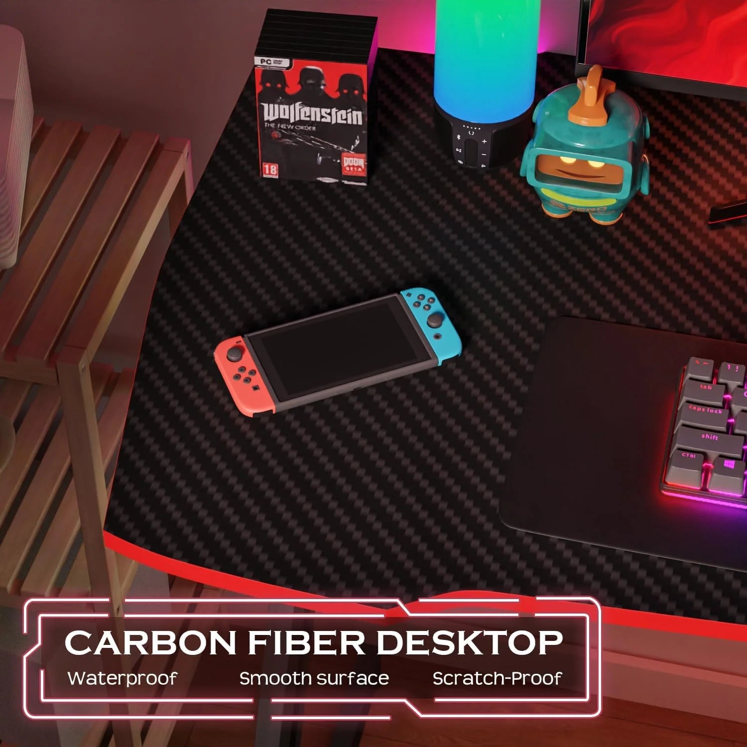 Elevate Your Gaming Experience with the 39-Inch Z-Shaped Gaming Desk Featuring Headphone Hook and Spacious Desktop in Red