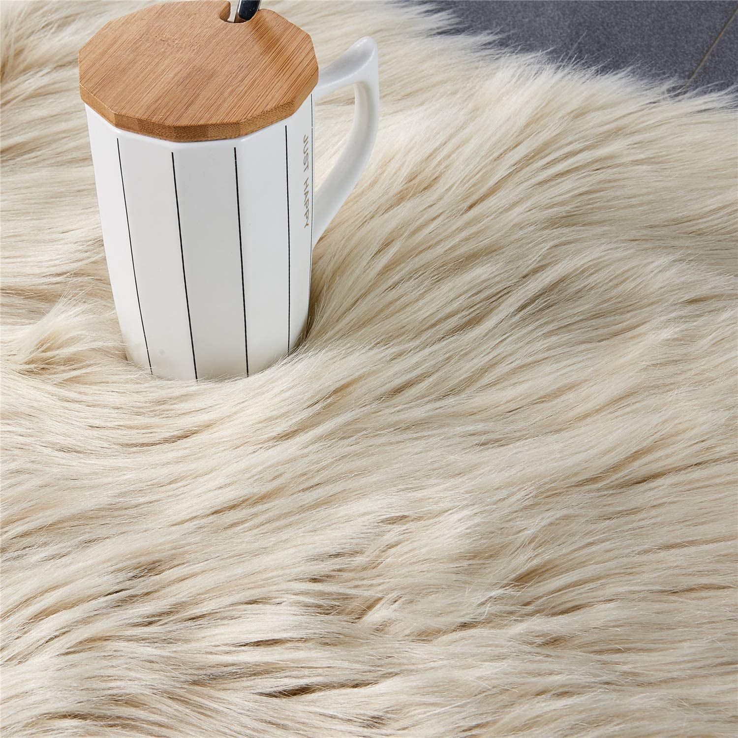 Indulge in Luxury with Our Ultra Soft Beige Faux Fur Shaggy Area Rug - Perfect for Your Living Room, Bedroom, or Nursery (2' x 6' Sheepskin)