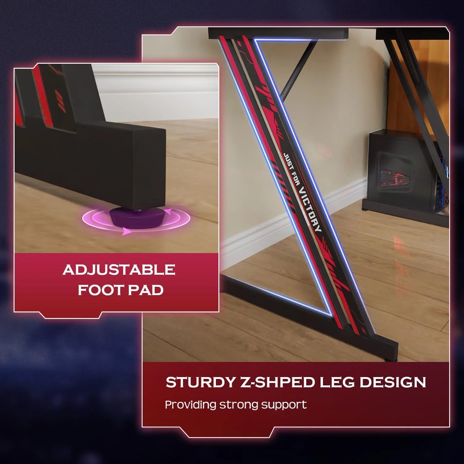 Elevate Your Gaming Experience with the 39-Inch Z-Shaped Gaming Desk Featuring Headphone Hook and Spacious Desktop in Red