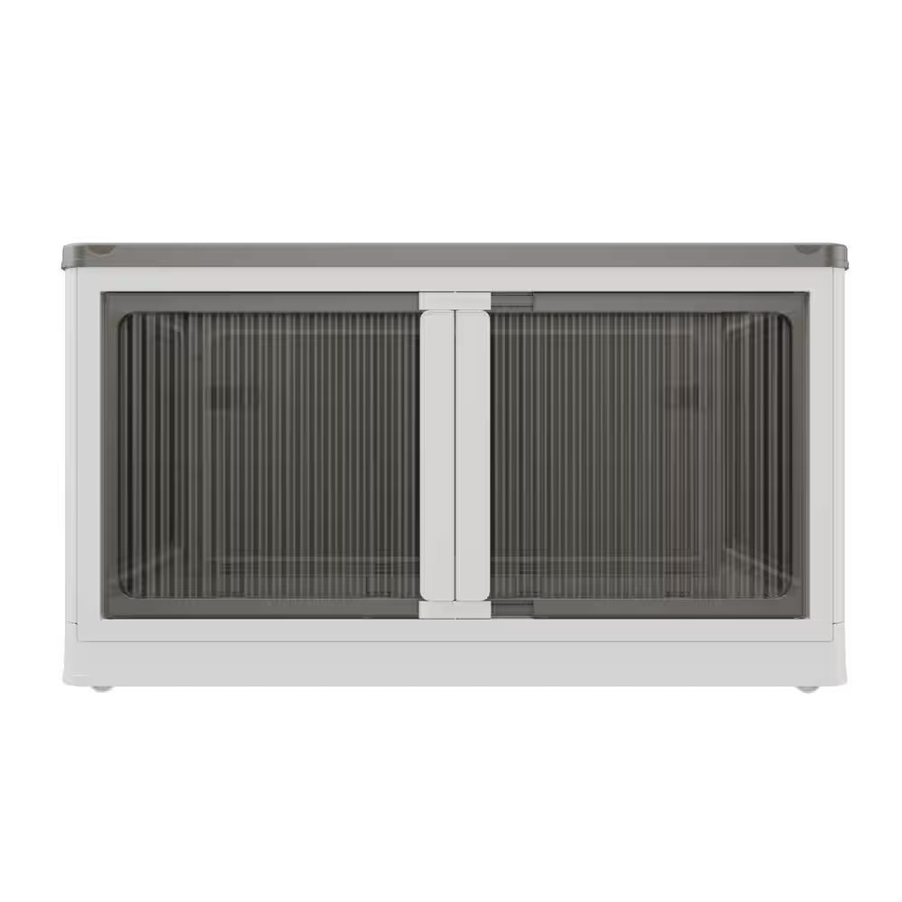 506 Qt. Stackable Storage Bins with 5-Doors and Wheels, 4-Pack in Black